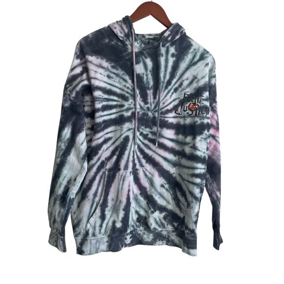 VTG Poetic Justice Mens Hoodie Sweatshirt M Tie Dyed Tupac Graphics‎ Retro Y2K - Picture 1 of 12